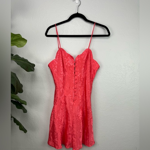 Vintage Victoria’s Secret Coral Pink Satin Button Down Slip Lingerie Dress - Picture 7 of 7